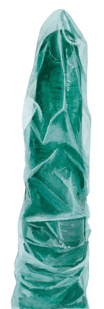 green finger wrapped in foil